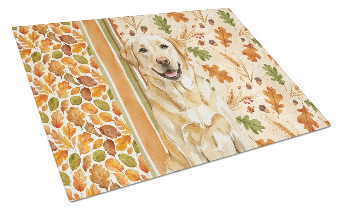 Picture of Carolines Treasures WDK7894LCB 15 x 12 in. Yellow Labrador Retriever Heirloom Fall Glass Cutting Board