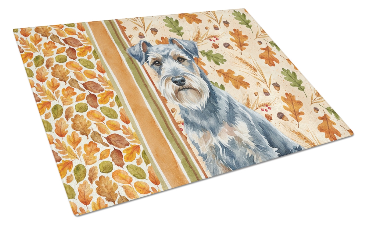 Picture of Carolines Treasures WDK7897LCB 15 x 12 in. Blue Lakeland Terrier Heirloom Fall Glass Cutting Board