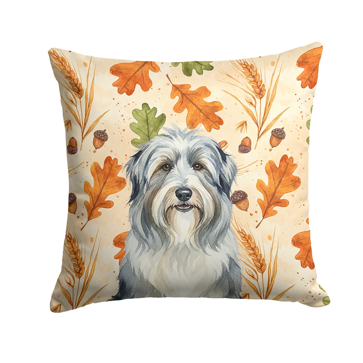 WDK7703PW1414 14 x 14 in. Bearded Collie Heirloom Fall Throw Pillow