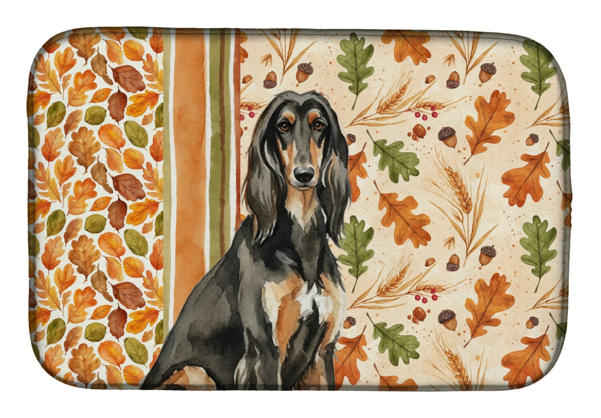 Picture of Carolines Treasures WDK7665DDM 21 x 14 in. Black & Tan Afghan Hound Heirloom Fall Dish Drying Mat - Multi Color