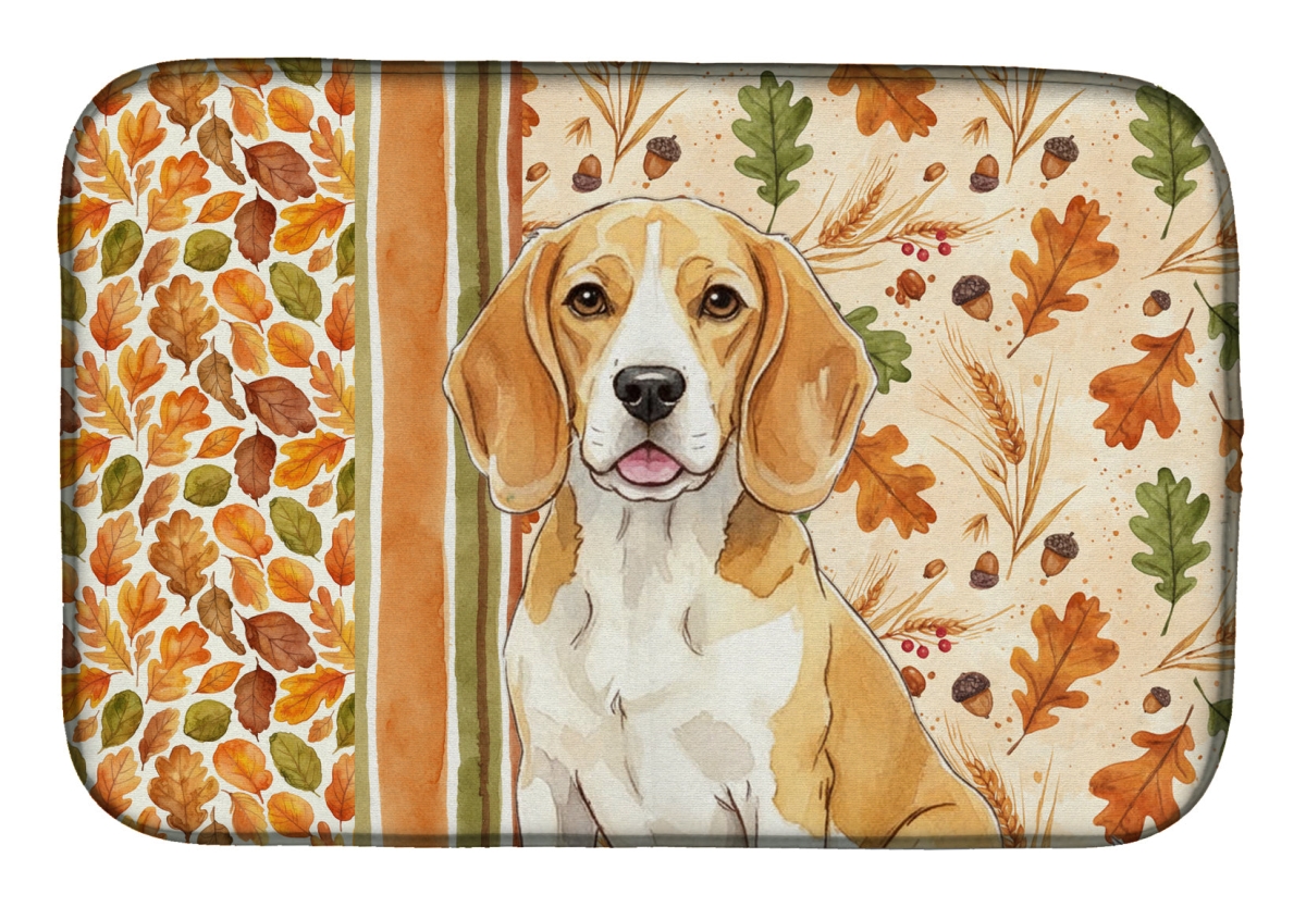 Picture of Carolines Treasures WDK7700DDM 21 x 14 in. Lemon & White Beagle Heirloom Fall Dish Drying Mat - Multi Color