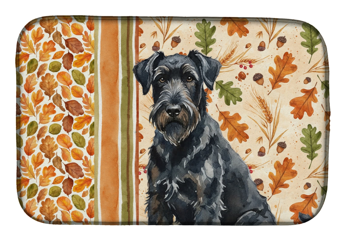 Picture of Carolines Treasures WDK7716DDM 21 x 14 in. Black Russian Terrier Heirloom Fall Dish Drying Mat - Multi Color