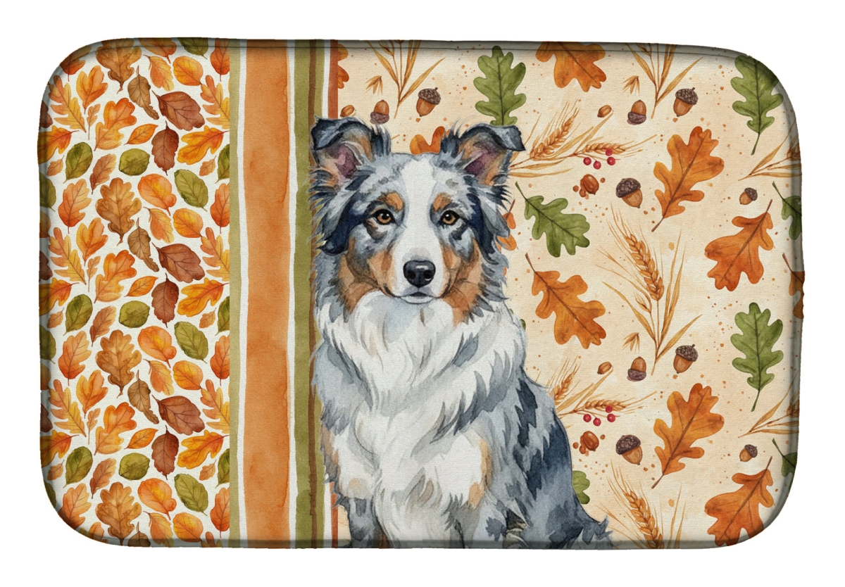 Picture of Carolines Treasures WDK7722DDM 21 x 14 in. Border Collie Heirloom Fall Dish Drying Mat - Multi Color
