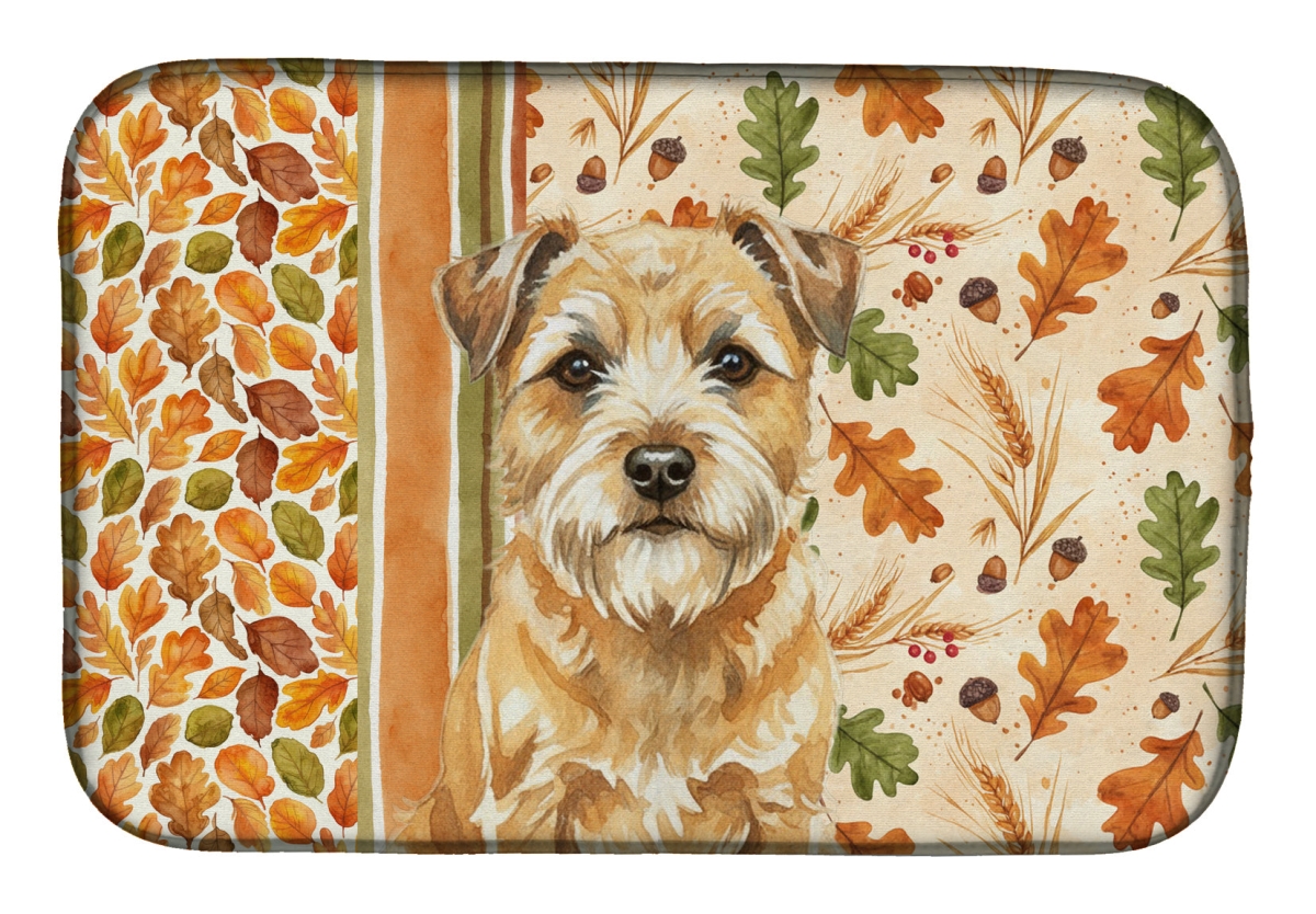 Picture of Carolines Treasures WDK7728DDM 21 x 14 in. Wheaten Border Terrier Heirloom Fall Dish Drying Mat - Multi Color