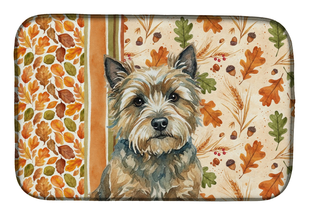 Picture of Carolines Treasures WDK7756DDM 21 x 14 in. Cairn Terrier Heirloom Fall Dish Drying Mat - Multi Color