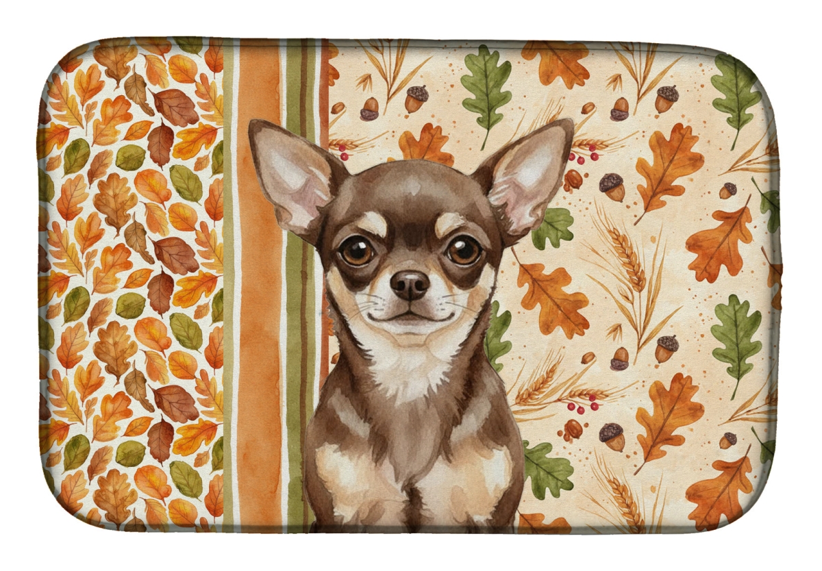 Picture of Carolines Treasures WDK7770DDM 21 x 14 in. Chocolate Chihuahua Heirloom Fall Dish Drying Mat - Multi Color