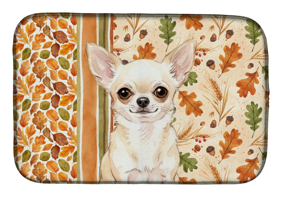 Picture of Carolines Treasures WDK7772DDM 21 x 14 in. Cream Chihuahua Heirloom Fall Dish Drying Mat - Multi Color