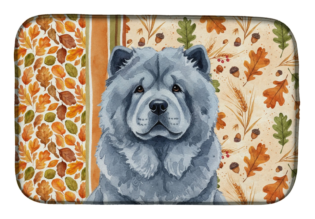 Picture of Carolines Treasures WDK7778DDM 21 x 14 in. Blue Chow-Chow Heirloom Fall Dish Drying Mat - Multi Color
