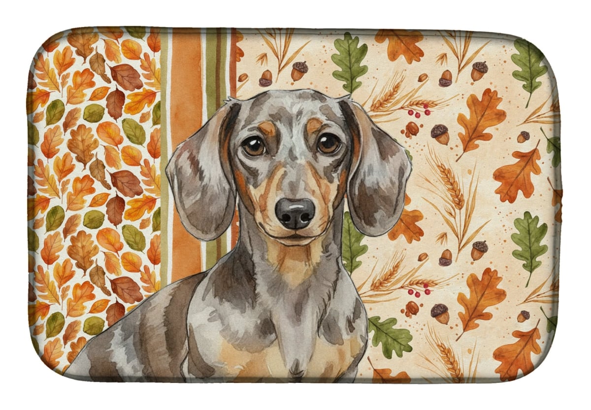 Picture of Carolines Treasures WDK7794DDM 21 x 14 in. Dapple Dachshund Heirloom Fall Dish Drying Mat - Multi Color