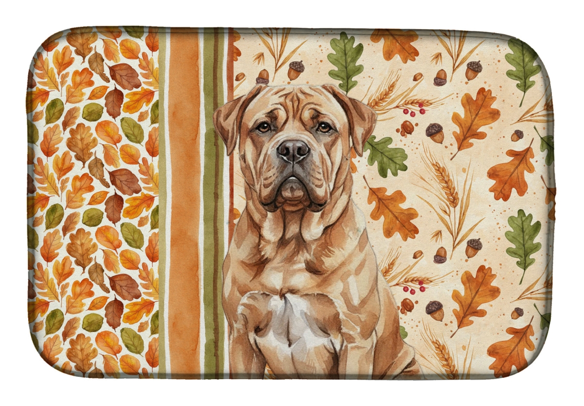Picture of Carolines Treasures WDK7811DDM 21 x 14 in. Dogue de Bordeaux Heirloom Fall Dish Drying Mat - Multi Color