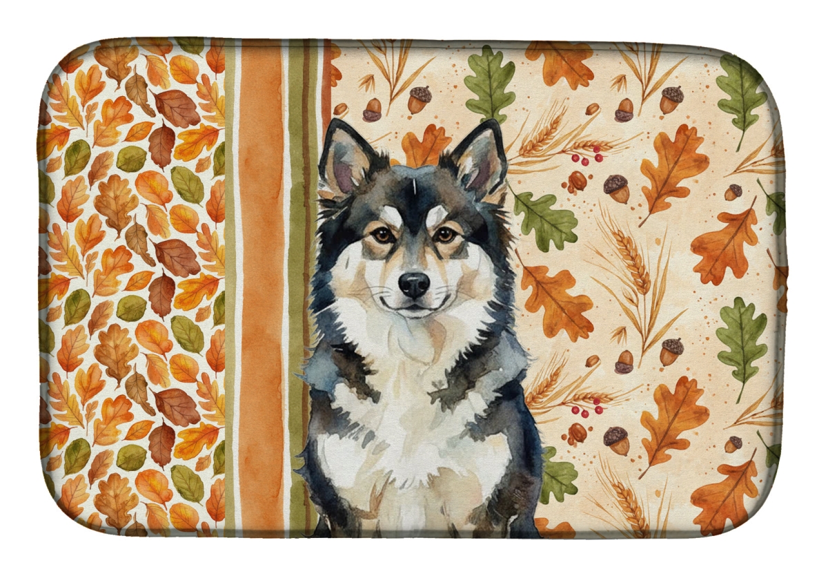 Picture of Carolines Treasures WDK7837DDM 21 x 14 in. Finnish Lapp Hund Heirloom Fall Dish Drying Mat - Multi Color