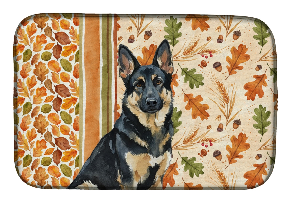 Picture of Carolines Treasures WDK7844DDM 21 x 14 in. Black & Tan German Shepherd Heirloom Fall Dish Drying Mat - Multi Color