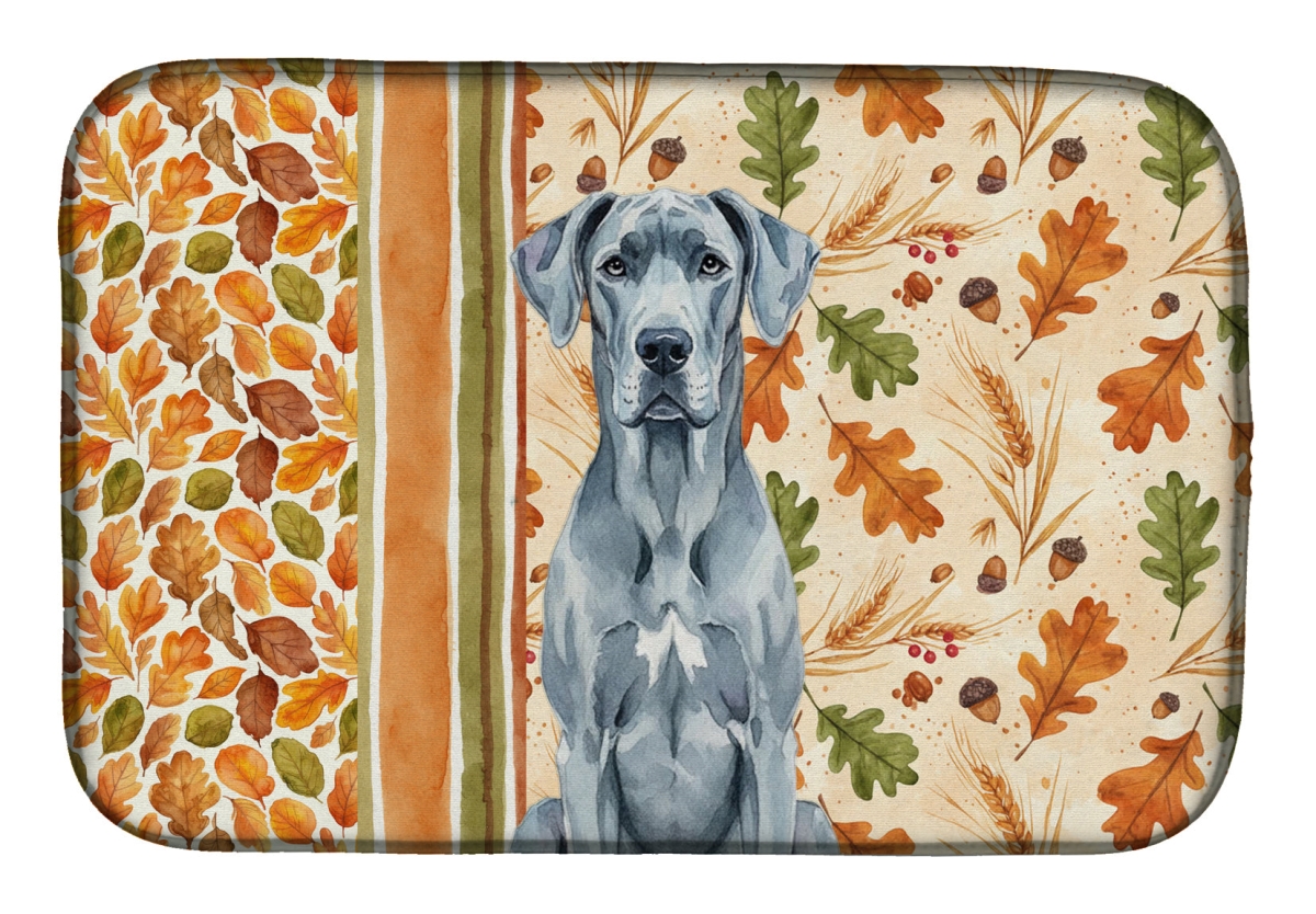 Picture of Carolines Treasures WDK7854DDM 21 x 14 in. Blue Great Dane Heirloom Fall Dish Drying Mat - Multi Color