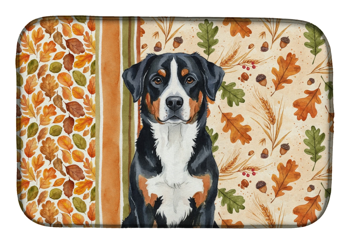 Picture of Carolines Treasures WDK7859DDM 21 x 14 in. Greater Swiss Mountain Dog Heirloom Fall Dish Drying Mat - Multi Color