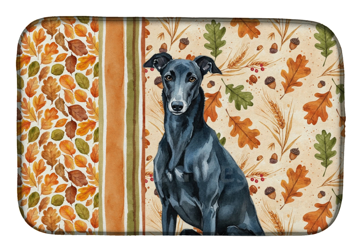 Picture of Carolines Treasures WDK7861DDM 21 x 14 in. Black Greyhound Heirloom Fall Dish Drying Mat - Multi Color