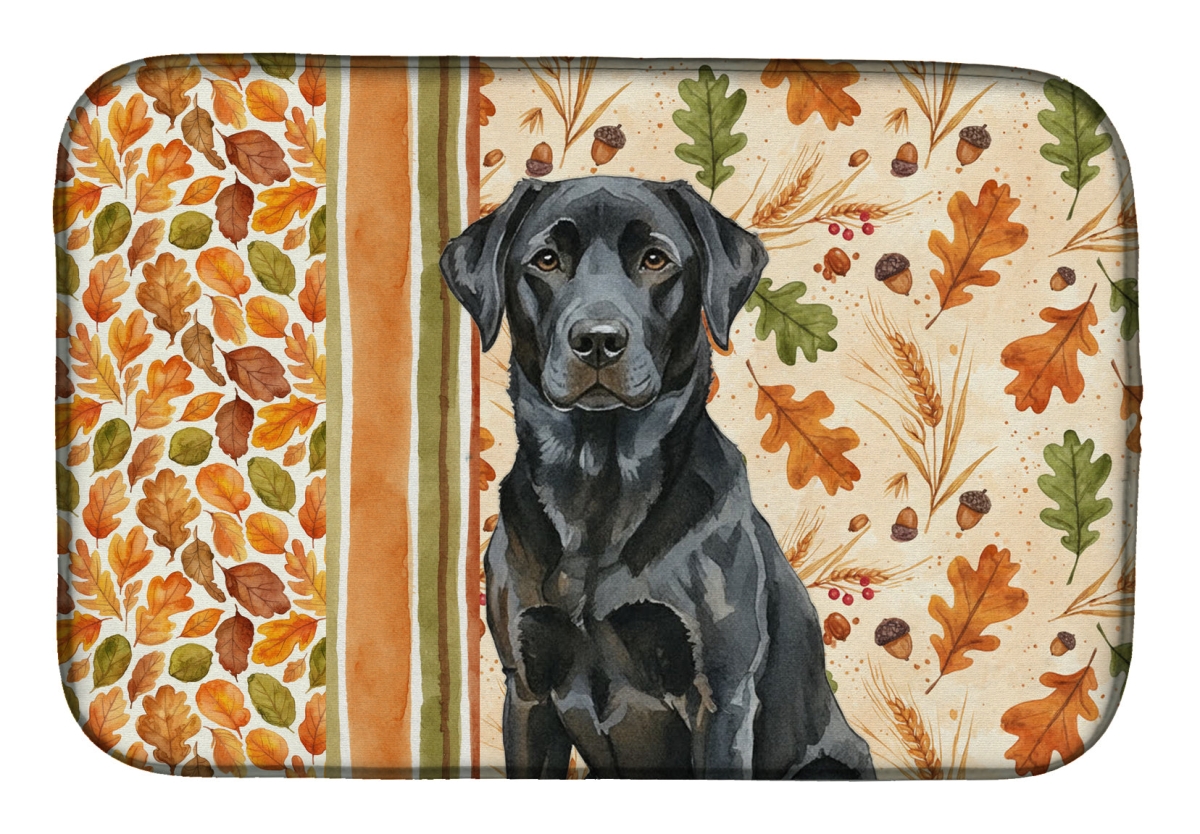 Picture of Carolines Treasures WDK7892DDM 21 x 14 in. Black Labrador Retriever Heirloom Fall Dish Drying Mat - Multi Color