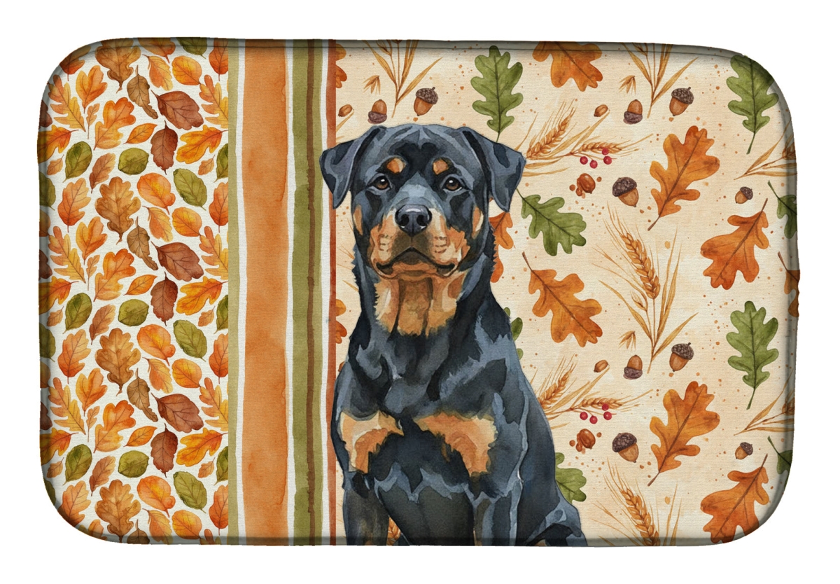 Picture of Carolines Treasures WDK7987DDM 21 x 14 in. Rottweiler Heirloom Fall Dish Drying Mat - Multi Color