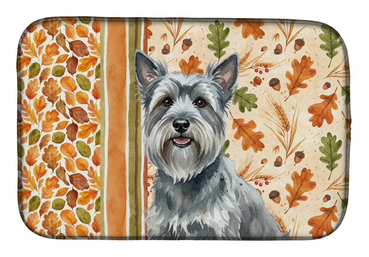 WDK8024DDM 21 x 14 in. Gray Skye Terrier Heirloom Fall Dish Drying Mat - Multi Color