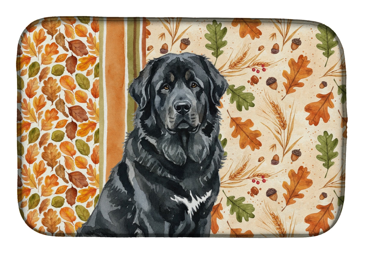WDK8035DDM 21 x 14 in. Black Tibetan Mastiff Heirloom Fall Dish Drying Mat - Multi Color
