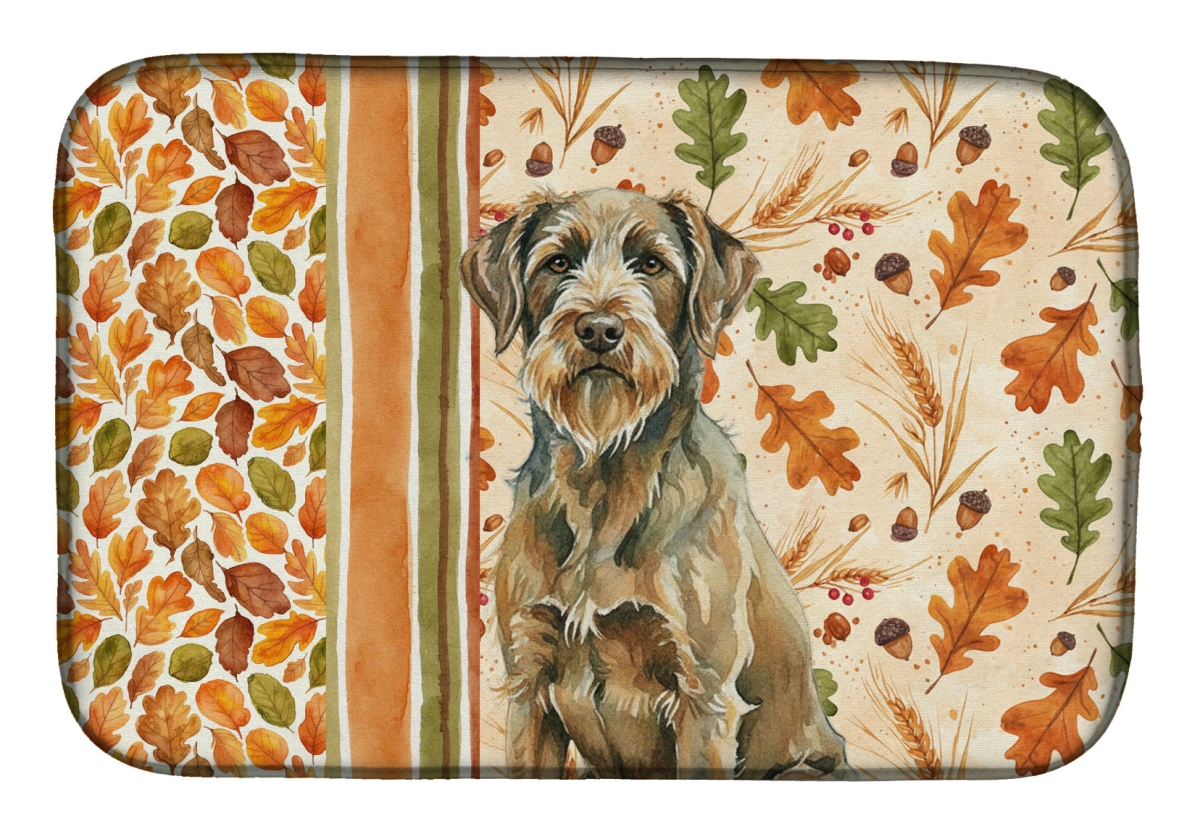 Picture of Carolines Treasures WDK8059DDM 21 x 14 in. Chestnut Wirehaired Pointing Griffon Heirloom Fall Dish Drying Mat - Multi Color
