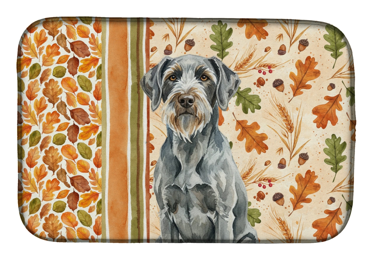 Picture of Carolines Treasures WDK8060DDM 21 x 14 in. Steel Gray Wirehaired Pointing Griffon Heirloom Fall Dish Drying Mat - Multi Color