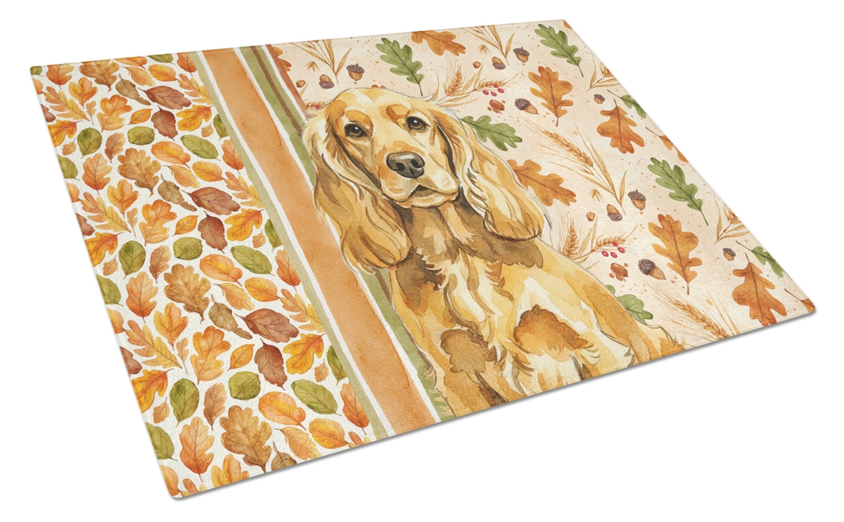 Picture of Carolines Treasures WDK7818LCB 15 x 12 in. Golden English Cocker Spaniel Heirloom Fall Glass Cutting Board