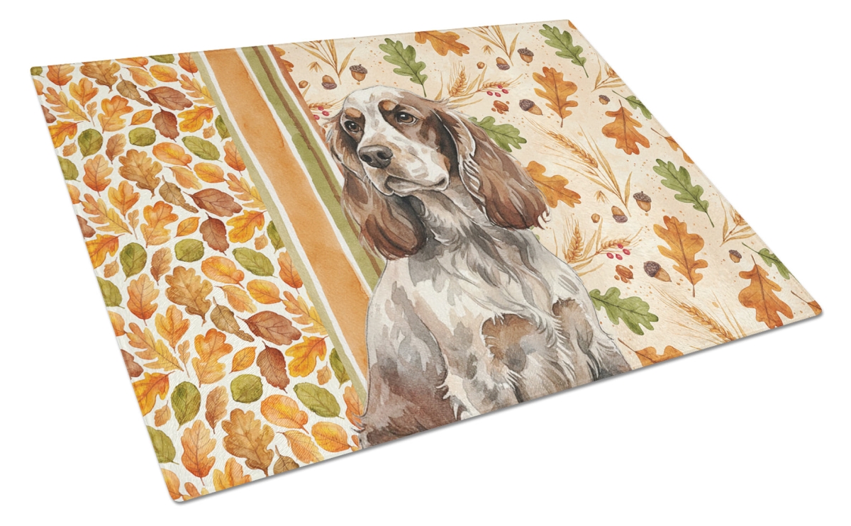 Picture of Carolines Treasures WDK7821LCB 15 x 12 in. Liver Roan English Cocker Spaniel Heirloom Fall Glass Cutting Board