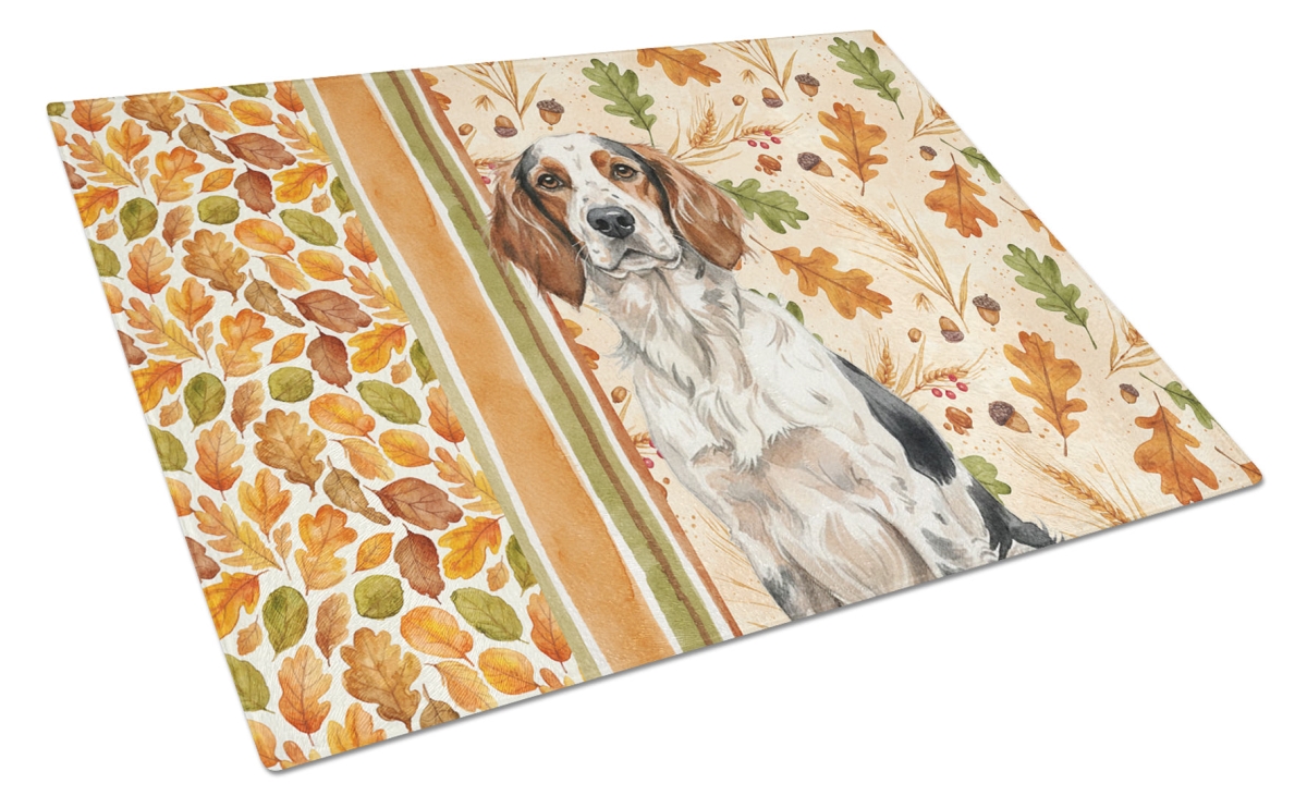 Picture of Carolines Treasures WDK7831LCB 15 x 12 in. Tricolor English Setter Heirloom Fall Glass Cutting Board