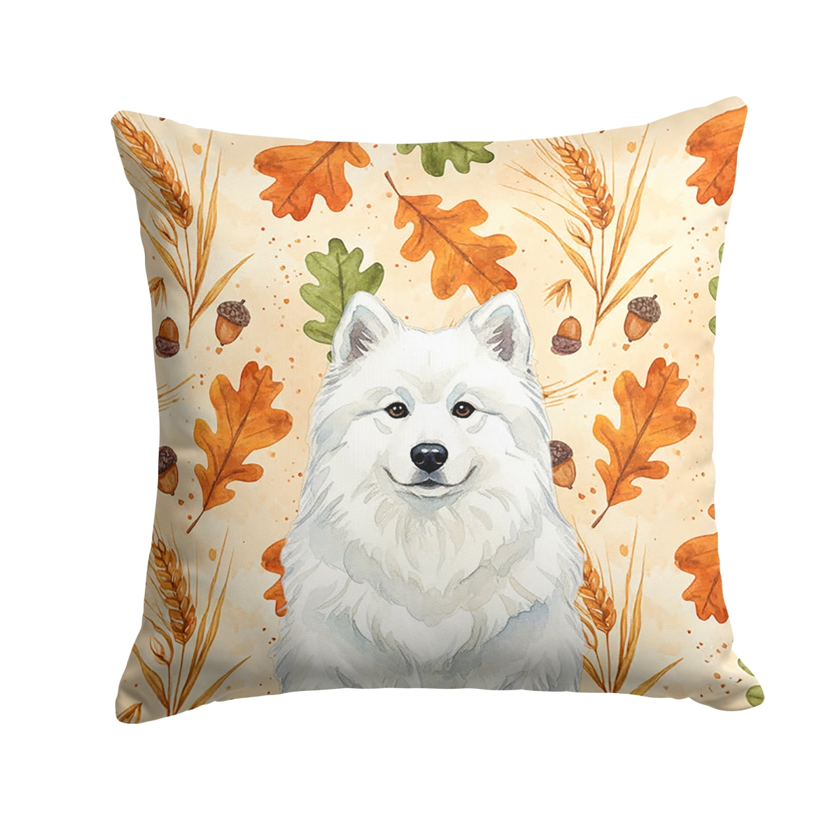 WDK7999PW1818 18 x 18 in. White Samoyed Heirloom Fall Throw Pillow