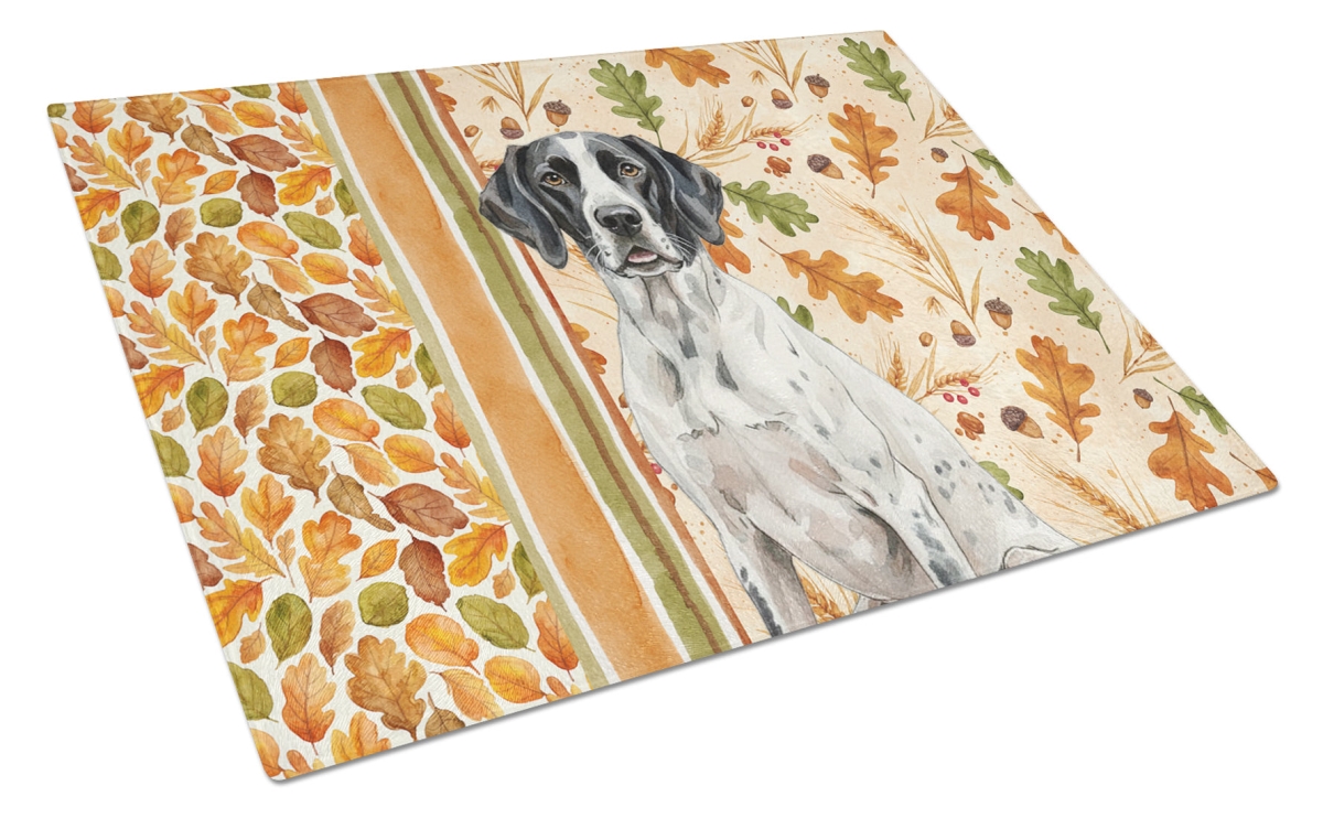 WDK7954LCB 15 x 12 in. Black & White Pointer Heirloom Fall Glass Cutting Board