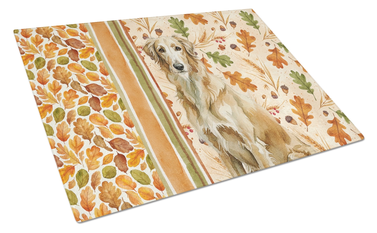 Picture of Carolines Treasures WDK8004LCB 15 x 12 in. Wheaten Scottish Deerhound Heirloom Fall Glass Cutting Board
