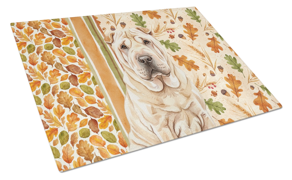 Picture of Carolines Treasures WDK8008LCB 15 x 12 in. Shar Pei Heirloom Fall Glass Cutting Board