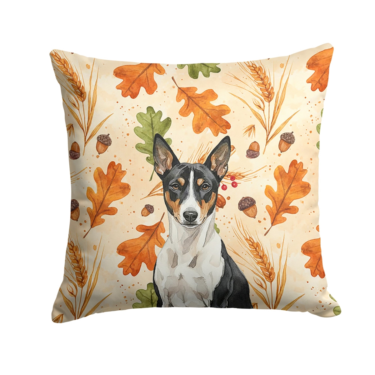 WDK7692PW1414 14 x 14 in. Black & White Basenji Heirloom Fall Throw Pillow
