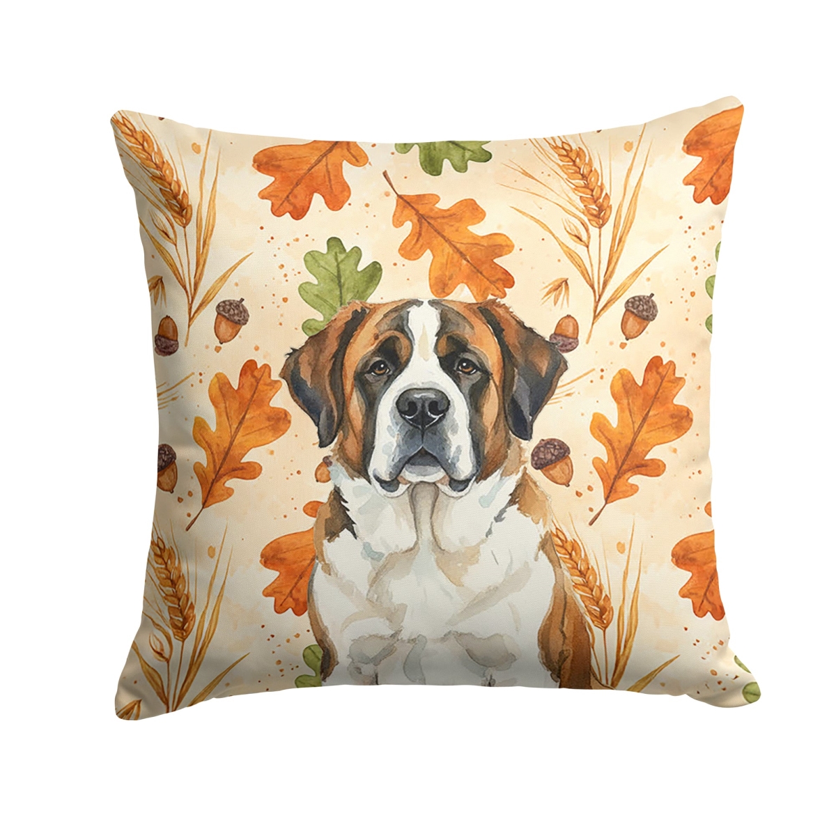 WDK7992PW1414 14 x 14 in. Brindle & White Saint Bernard Heirloom Fall Throw Pillow
