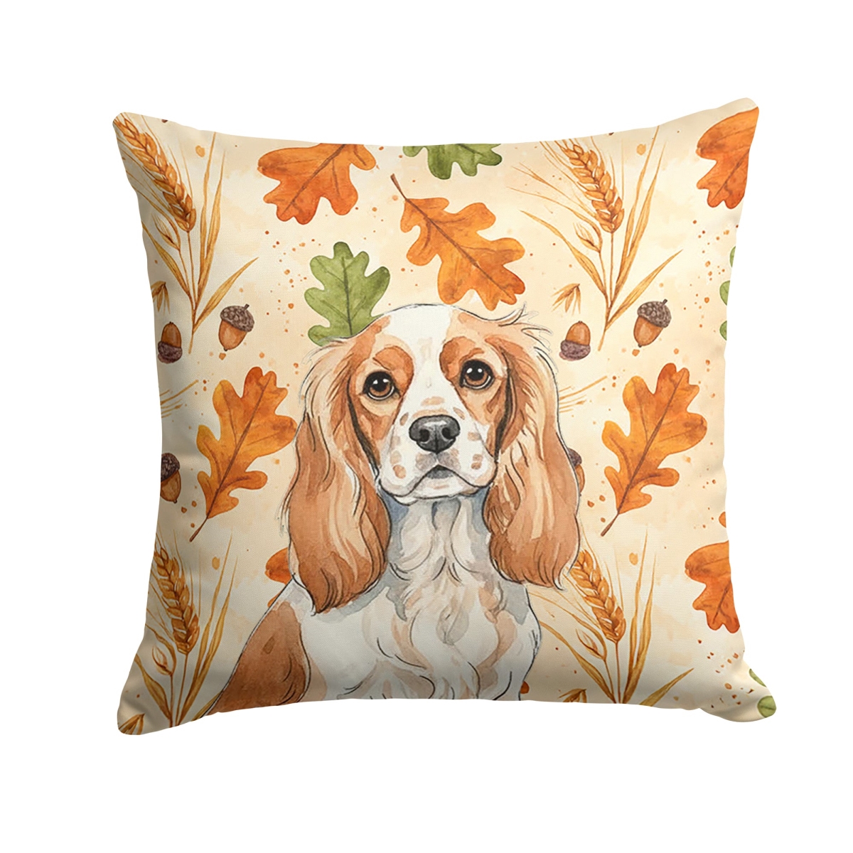 WDK7763PW1818 18 x 18 in. Blenheim Cavalier Spaniel Heirloom Fall Throw Pillow