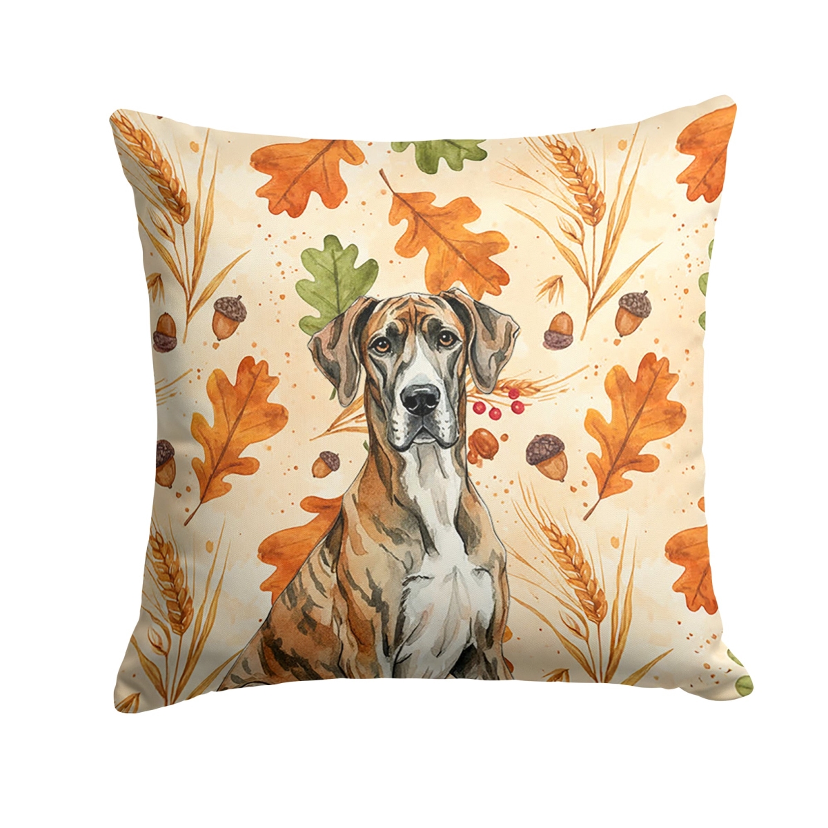 WDK7855PW1414 14 x 14 in. Brindle Great Dane Heirloom Fall Throw Pillow