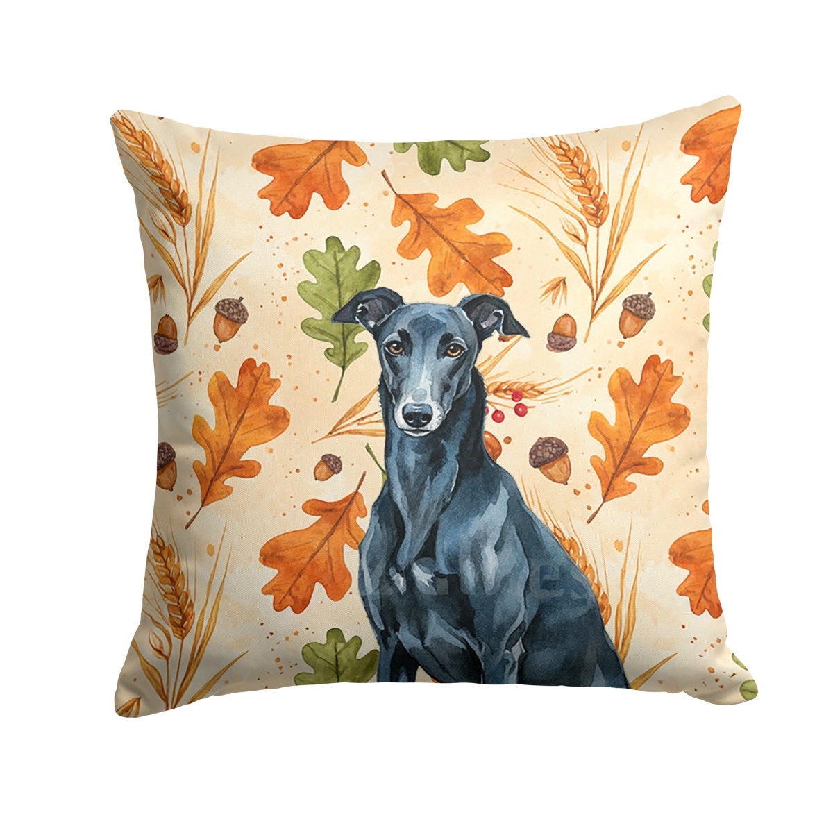 WDK7861PW1414 14 x 14 in. Black Greyhound Heirloom Fall Throw Pillow