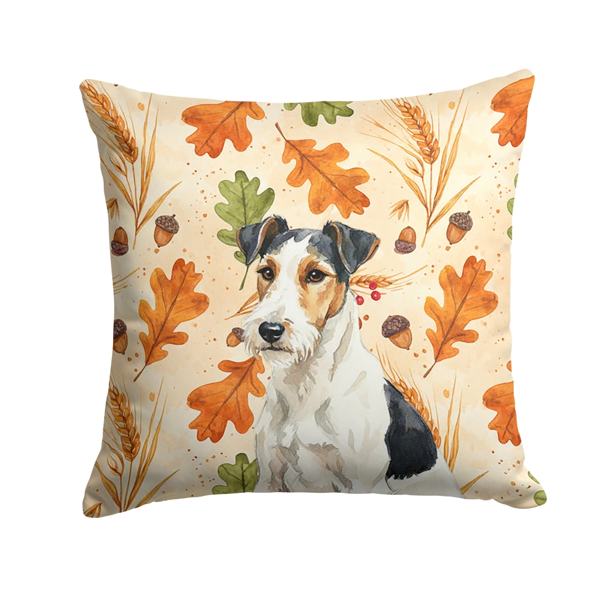 WDK8025PW1414 14 x 14 in. Smooth Fox Terrier Heirloom Fall Throw Pillow