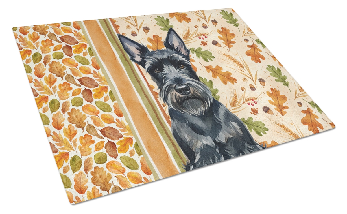 Picture of Carolines Treasures WDK8005LCB 15 x 12 in. Scottish Terrier Heirloom Fall Glass Cutting Board