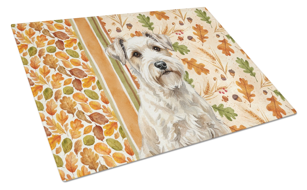 Picture of Carolines Treasures WDK8006LCB 15 x 12 in. Sealyham Terrier Heirloom Fall Glass Cutting Board