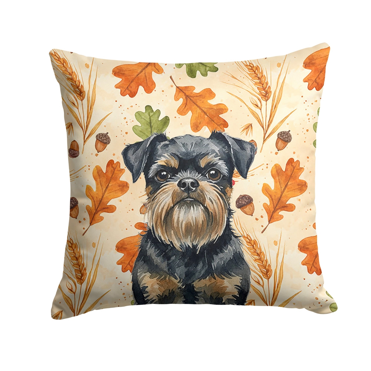 WDK7747PW1414 14 x 14 in. Black & Tan Brussels Griffon Heirloom Fall Throw Pillow