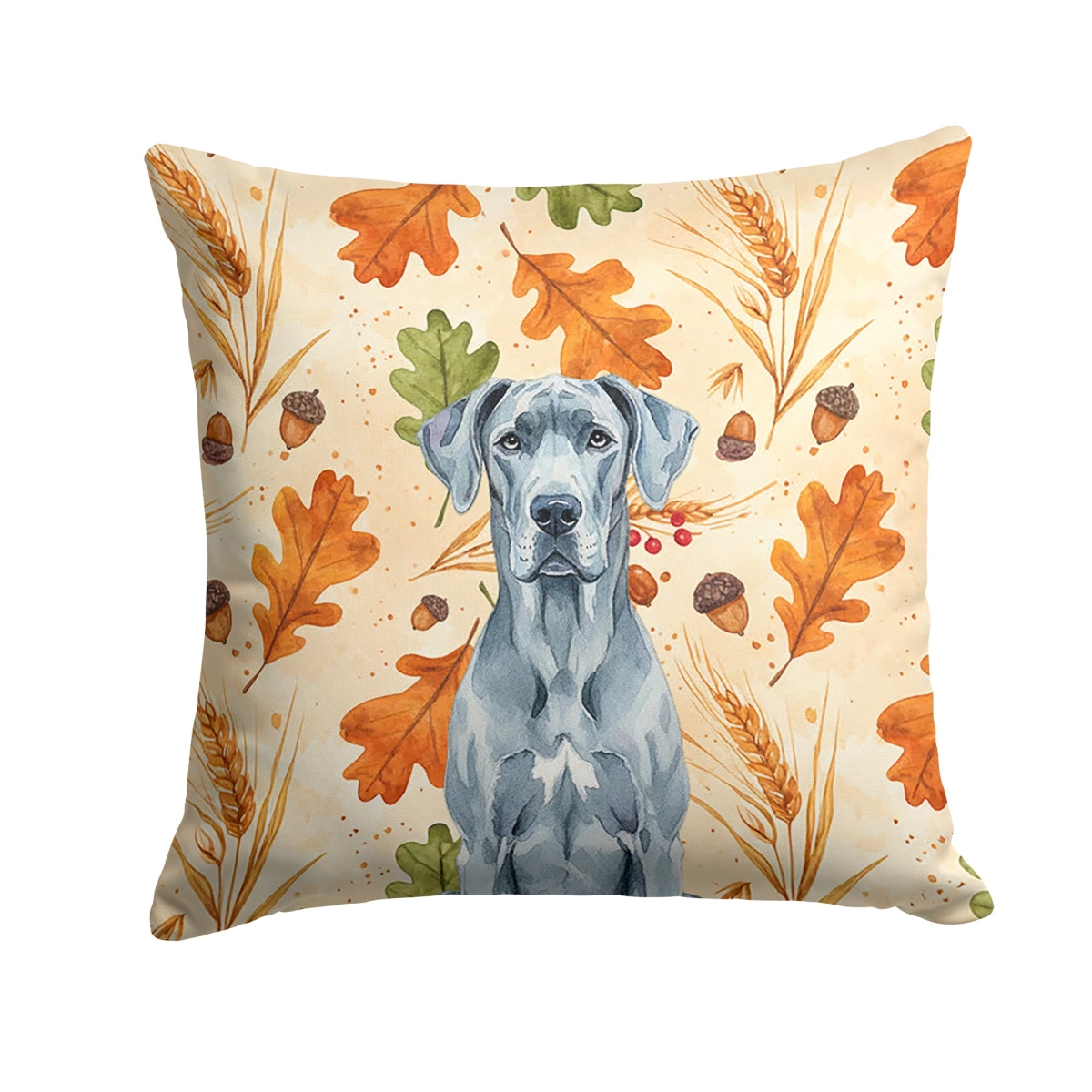 WDK7854PW1414 14 x 14 in. Blue Great Dane Heirloom Fall Throw Pillow