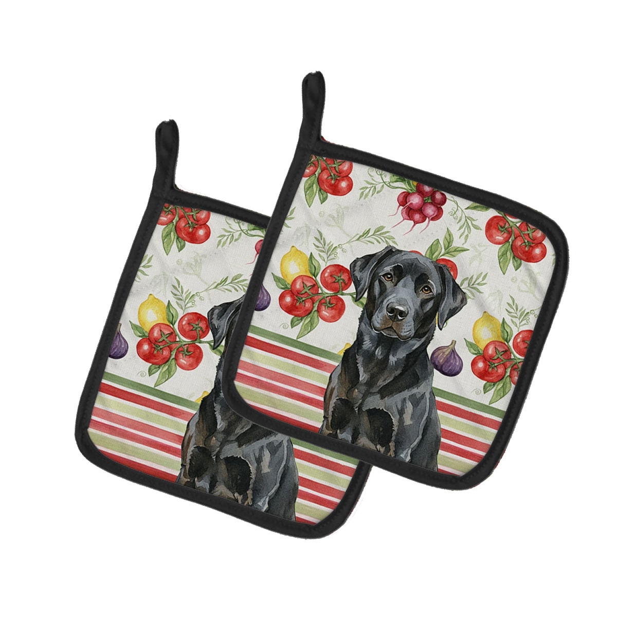 Picture of Carolines Treasures WDK8292PTHD Unisex Adult Black Labrador Retriever Vegetables Pot Holders - 7.5 x 7.5 in. - Set of 2