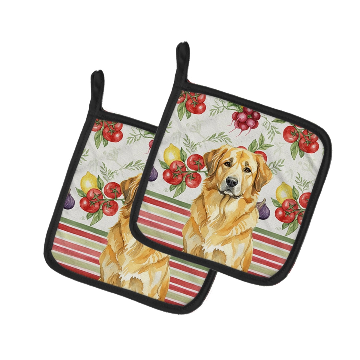 Picture of Carolines Treasures WDK8298PTHD Unisex Adult Lion Yellow Leonberger Vegetables Pot Holders - 7.5 x 7.5 in. - Set of 2