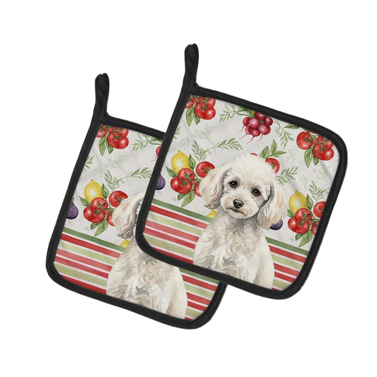 Picture of Carolines Treasures WDK8368PTHD Unisex Adult Miniature White Poodle Vegetables Pot Holders - 7.5 x 7.5 in. - Set of 2