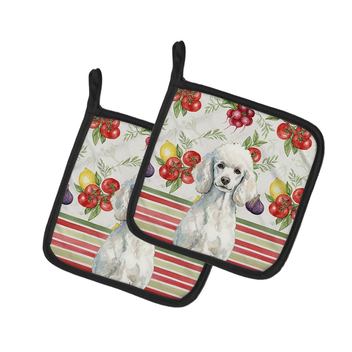 Picture of Carolines Treasures WDK8371PTHD Unisex Adult Standard White Poodle Vegetables Pot Holders - 7.5 x 7.5 in. - Set of 2