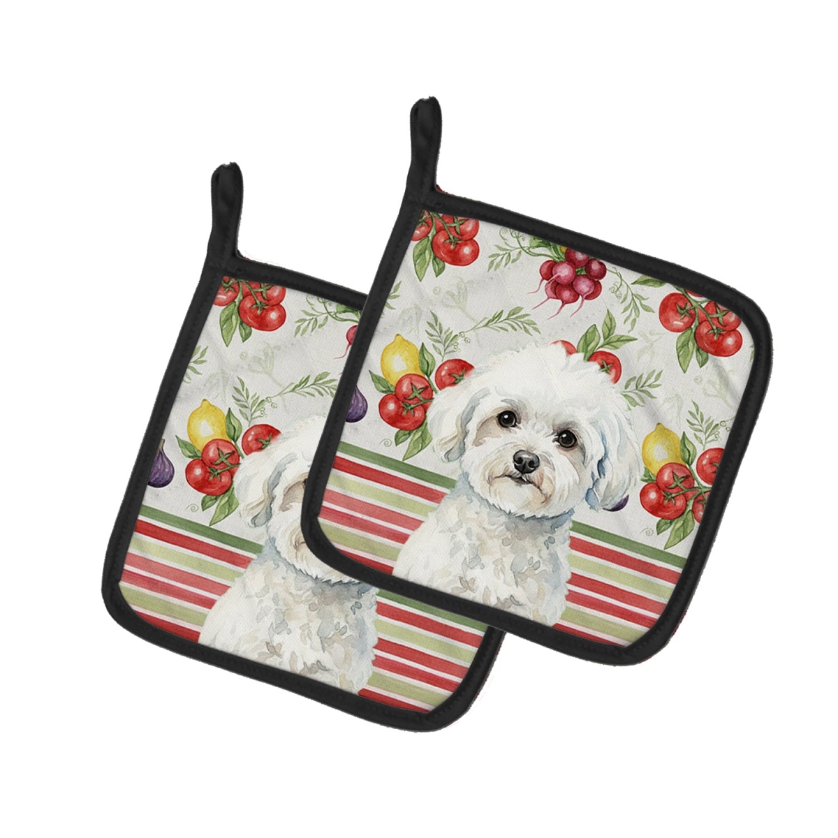 Picture of Carolines Treasures WDK8114PTHD Unisex Adult Bichon Frise Vegetables Pot Holders - 7.5 x 7.5 in. - Set of 2