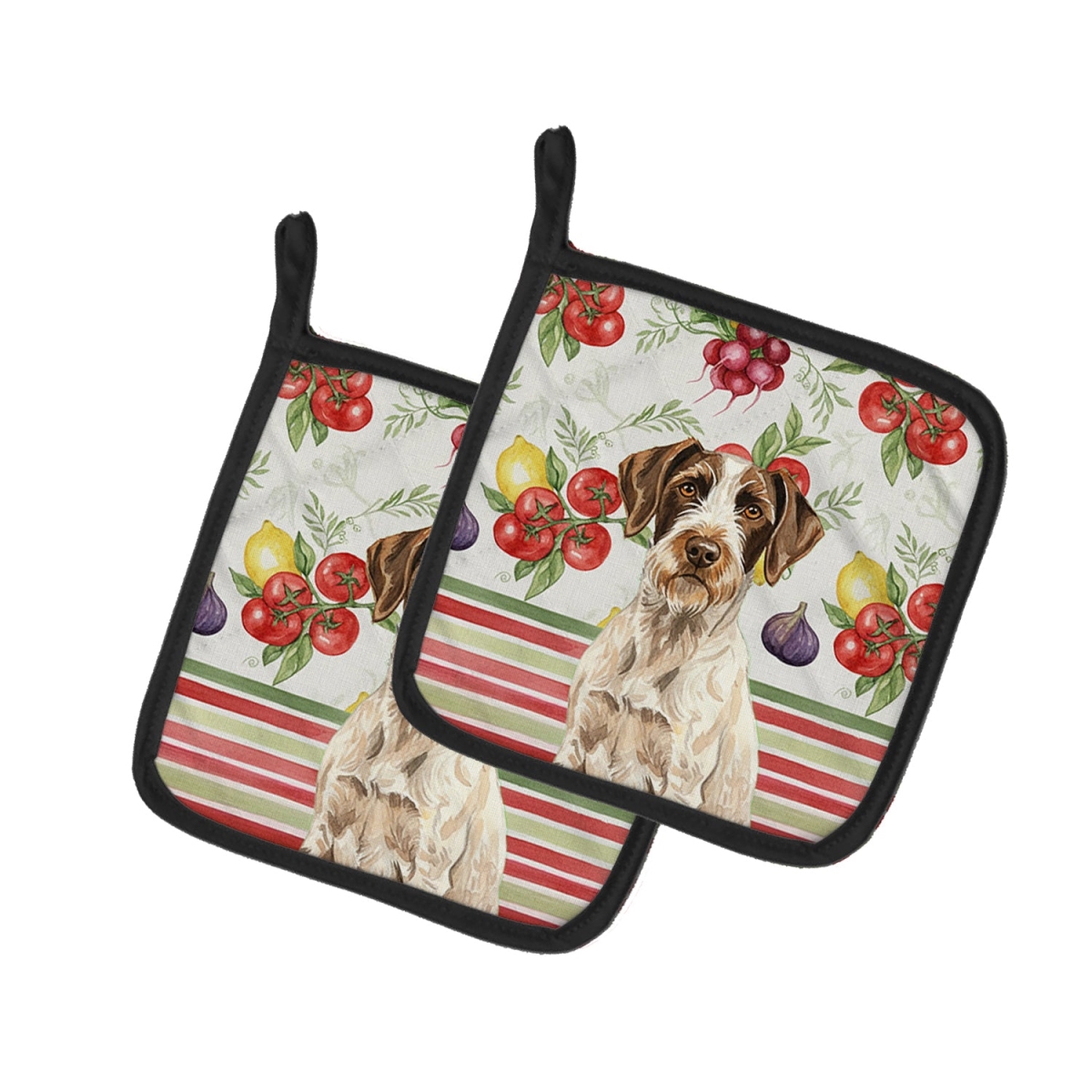 Picture of Carolines Treasures WDK8249PTHD Unisex Adult Liver & White German Wirehaired Pointer Vegetables Pot Holders - 7.5 x 7.5 in. - Set of 2