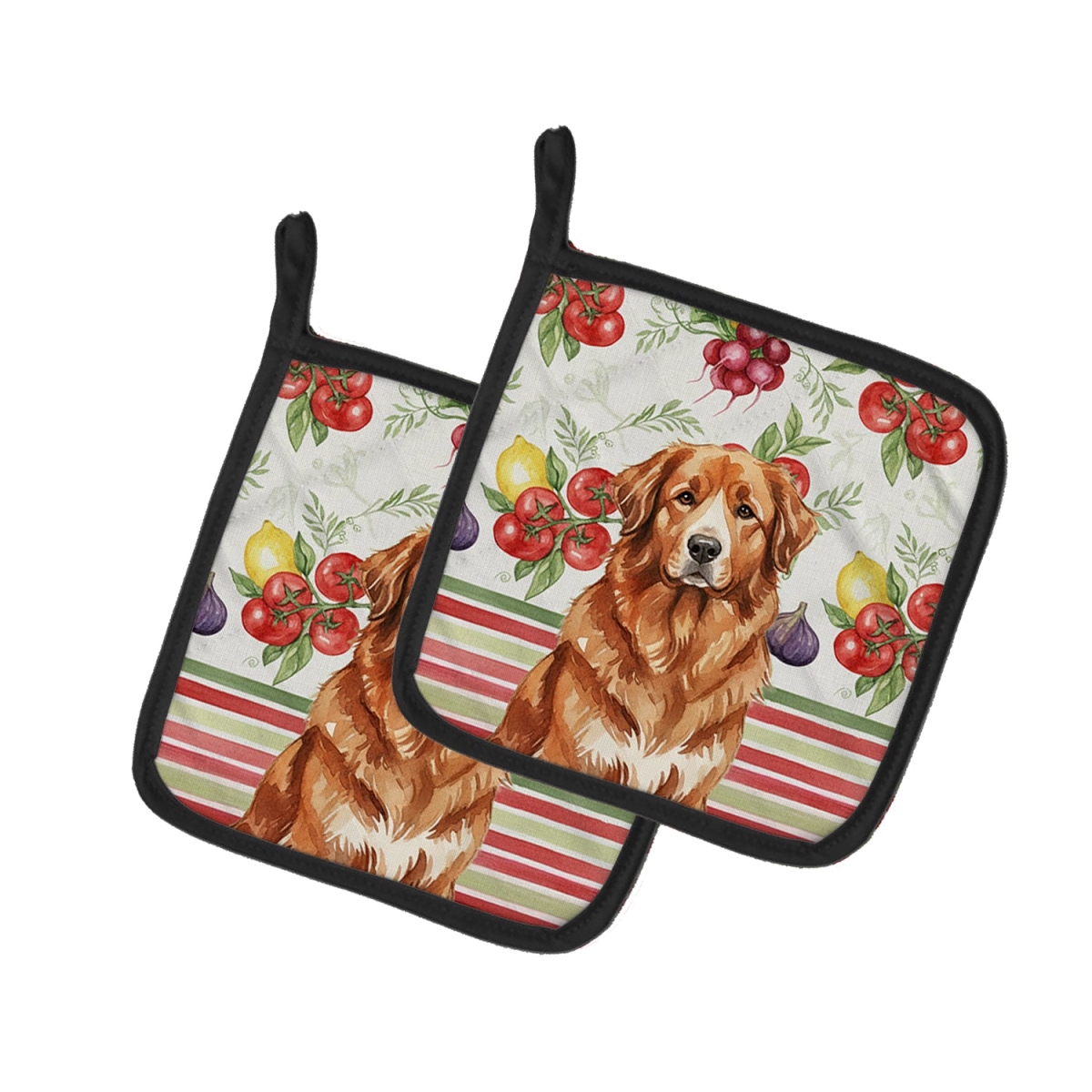 Picture of Carolines Treasures WDK8257PTHD Unisex Adult Reddish Brown Great Pyrenees Vegetables Pot Holders - 7.5 x 7.5 in. - Set of 2