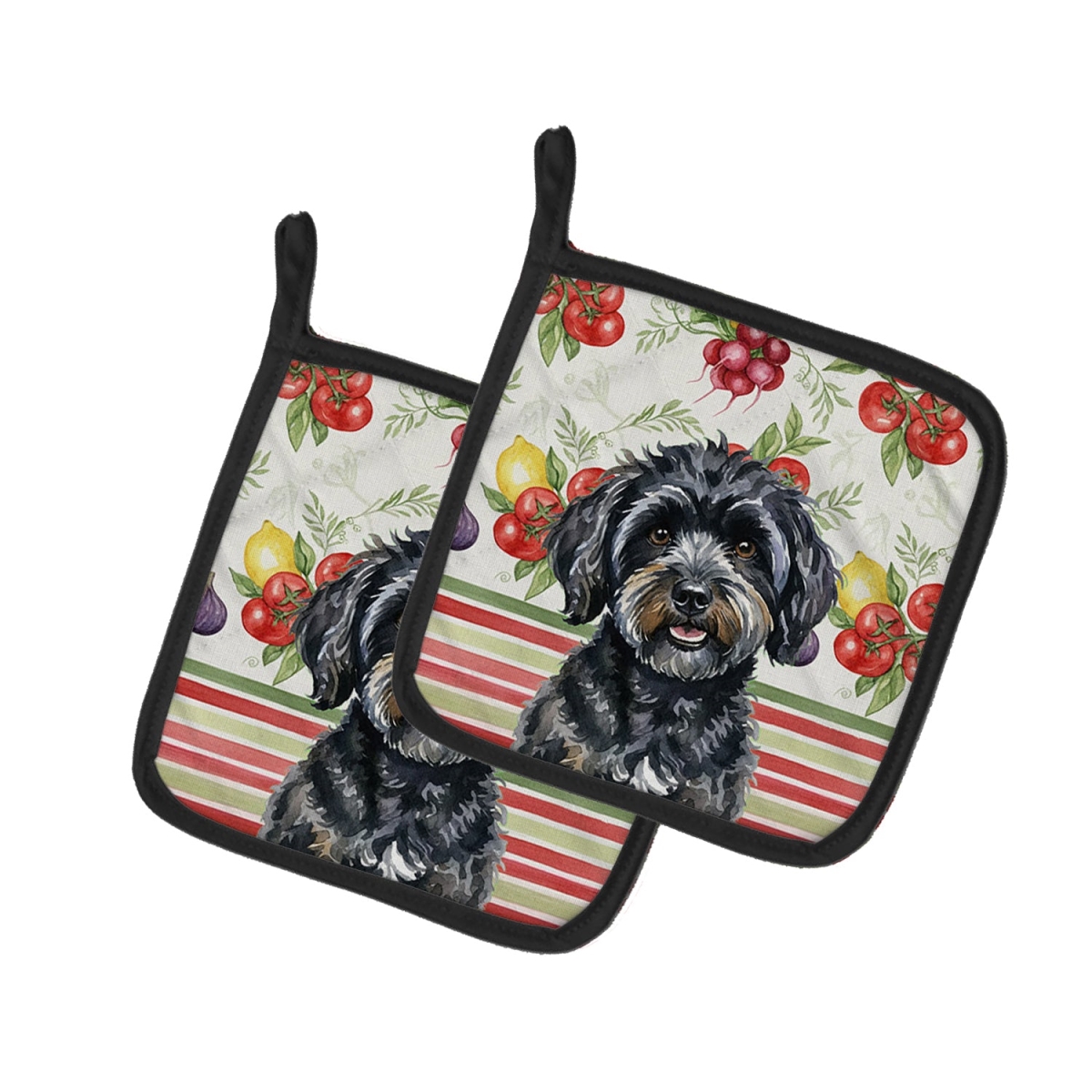 Picture of Carolines Treasures WDK8267PTHD Unisex Adult Black Havanese Vegetables Pot Holders - 7.5 x 7.5 in. - Set of 2